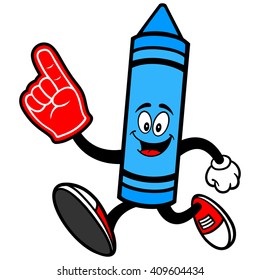 Crayon Running with a Foam Finger