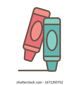 crayon school supply block style icon vector illustration design