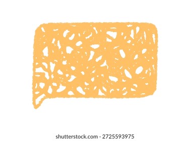 Crayon scribble fluid speech balloon rectangle with vivid message style. Chat and conversation flow as a comment or dialogue, organic graphical form with rough hand drawn texture, creative concept.