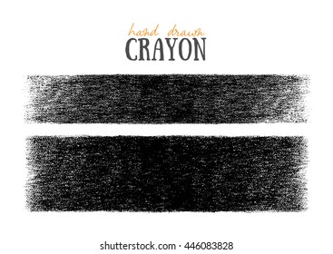 Crayon scribble texture. Wax pastel spot. Pencil Hand painted grunge chalk backdrop. Black on white. Vector background.