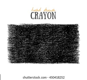 Crayon scribble texture. Wax pastel spot. Pencil Hand painted grunge chalk backdrop. Black on white. Vector background.