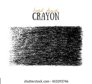 Crayon scribble texture. Wax pastel spot. Pencil Hand painted grunge chalk backdrop. Black on white. Vector banner background.