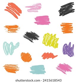 crayon scribbles markers colors strokes set