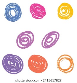 Crayon scribbles markers shapes set  