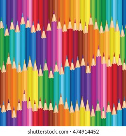 Crayon seamless background. Many colored wooden pencils vector illustration. Colorful pencil pattern.