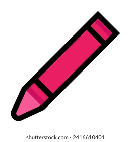 Crayon sign vector emoticon isolated on white background. Crayon flat illustration icon