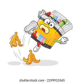le crayon a glissé sur la banane. image vectorielle mascotte