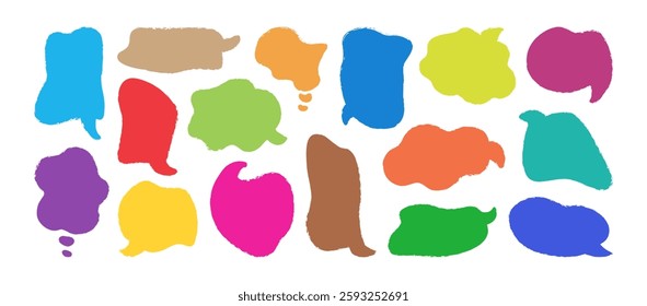 Crayon speech bubble, frame colorful chalk, talk balloon pastel, sketch doodle cloud, comic text box pencil texture, cute chat charcoal hand drawn isolated on background. Cartoon vector illustration