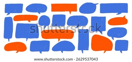 Crayon Speech Bubble Frames. Vector Chalk Talk Balloon. Text Box Doodle Set. Colorful Dialog Chat Illustrations.