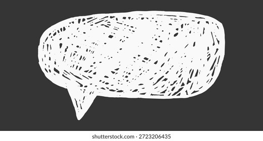 Crayon speech bubble with irregular doodle line. Text box chalkboard, outline in playful handwriting style.