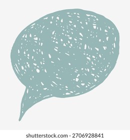 Crayon speech bubble with sketch lines. Rounded shape with uneven hand drawn edges. Text box chalkboard for adding text.