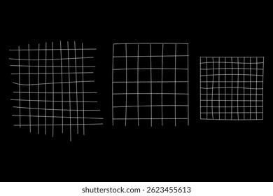 Crayon square grid and striped patterns for hand drawn notepad. Geometric plaid background
