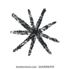 Estrela de giz de cera. Símbolo de estrela de giz Doodle. Elemento de desenho de pastel infantil desenhado à mão. Brilho de textura Crayon. Ícone de desenho a lápis pisca. Ilustração vetorial sobre fundo branco.