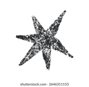 Estrela de giz de cera. Símbolo de estrela de giz Doodle. Elemento de desenho de pastel infantil desenhado à mão. Brilho de textura Crayon. Ícone de desenho a lápis pisca. Ilustração vetorial sobre fundo branco.