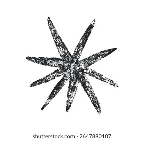 Estrela de giz de cera. Símbolo de estrela de giz Doodle. Elemento de desenho de pastel infantil desenhado à mão. Brilho de textura Crayon. Ícone de desenho a lápis pisca. Ilustração vetorial sobre fundo branco.