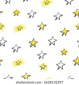 Crayon Star Pattern Sketch for Seamless Background Design