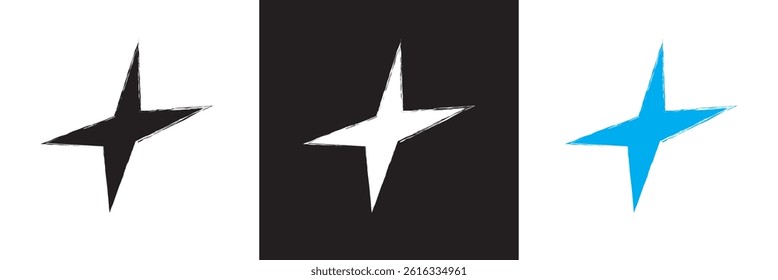 Crayon star shape, hand drawn pencil line doodle pattern.  Vector for websites, mobile interfaces, presentations, banner, visual branding etc. Vector illustration. EPS 10