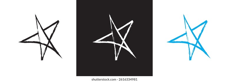 Crayon star shape, hand drawn pencil line doodle pattern.  Vector for websites, mobile interfaces, presentations, banner, visual branding etc. Vector illustration. EPS 10
