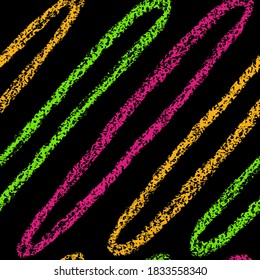 Crayon stroke pattern. Children drawing chalk style print. Hand drawn wax crayons art on grey backdrop. Chalk style isolated ovals background. Color pastel crayons drawn texture. Chalk line wallpaper.