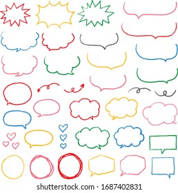 Crayon style hand drawn colorful speech bubble