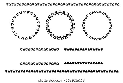 Crayon Style Triangle Frame, Line Set, Monochrome