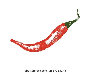 Crayon style vector doodle chili pepper and jalapeno. Hand drawn icon for food labels, cosmetic packaging, kitchen decor, and extended license design projects.