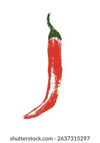 Crayon style vector doodle chili pepper and jalapeno. Hand drawn icon for food labels, cosmetic packaging, kitchen decor, and extended license design projects.