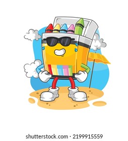 the crayon sunbathing in summer. character vector