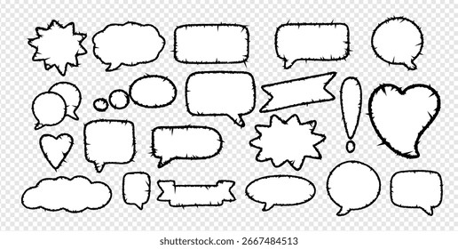 Crayon talk speech text with a chalk box doodle frame in rough style. Crayon talk vector illustration of comic bubbles, a sketch cloud icon, chat label, and a textured bg element.