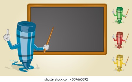 Crayon Teaching With Blackboard