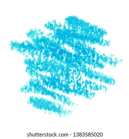 Crayon texture, free hand scribbles in blue color, dry brush strokes on white background