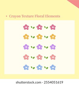 Crayon Texture Nature Floral Elements 手繪小花元素