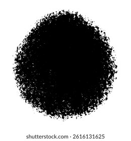 crayon texture round grunge brush. Circular paint splashes in crayon textures. Flat vector illustration isolated on white background.