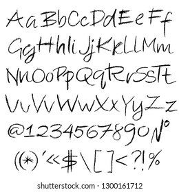 Crayon textured font. Grunge script on white background. Vector calligraphy illustration.