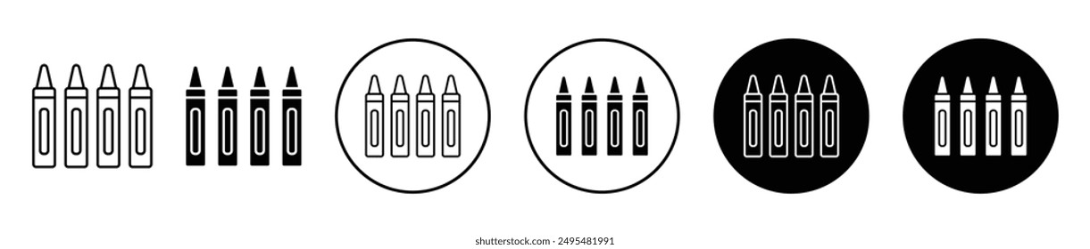 Crayon thin line vector icon set.