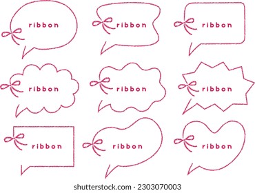 Crayon touch ribbon speech bubble set