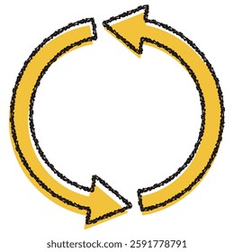 Crayon touch rotating arrows, yellow misregistration up-down set