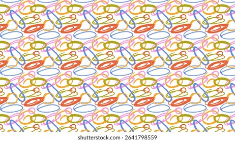 Crayon underline seamless pattern  repeating background made of colorful hand-drawn crayon underlines. Includes wavy, straight, zigzag, and scribbled strokes in multiple bright shades. 