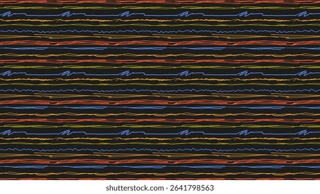 Crayon underline seamless pattern  repeating background made of colorful hand-drawn crayon underlines. Includes wavy, straight, zigzag, and scribbled strokes in multiple bright shades. 