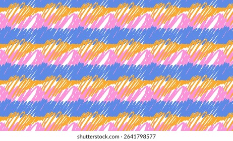 Crayon underline seamless pattern  repeating background made of colorful hand-drawn crayon underlines. Includes wavy, straight, zigzag, and scribbled strokes in multiple bright shades. 
