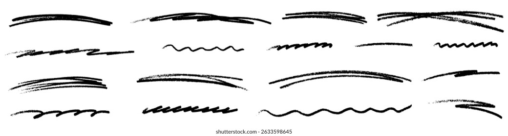 Unterstrichener Farbstreifen auf weißem Hintergrund. Linie für unterstrichenen Text mit Stift-Pinsel. Einfache Vektorgrafik mit Scribble