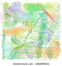 Crayon vector background. Pencil pattern. Hand drawn texture, colorful chalk lines scribbles. Cute childish doodles in pastel colors on white background.