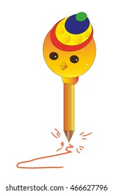 Crayon vector icon symbol design. Illustration isolated on white background - cartoon funny orange crayon