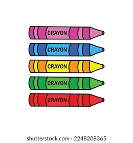 crayon vector illustration. Cartoon coloring crayons. Crayons hand draw isolated.