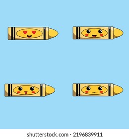 El conjunto de vectores de crayón es una caricatura vectorial, un doodle lindo con un tema escolar.
Perfecto para el diseño de camisetas, mercadería, pegatinas, logotipos, emojis, etc.
