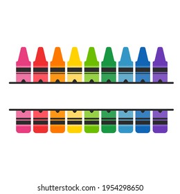 Crayon vector A variety of color crayons arranged Leave space for text.