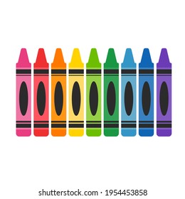 Crayon vector A variety of color crayons arranged Leave space for text.