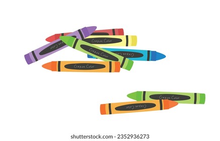 Crayon vector or wax pastel vector. Back to school concept. School supplies vector. Stationery. Crayon box. Learning and education concept. Flat vector isolated on white background.