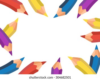 Crayon with white empty space for image or text