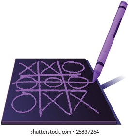 crayon wins tic-tac-toe - vector illustration